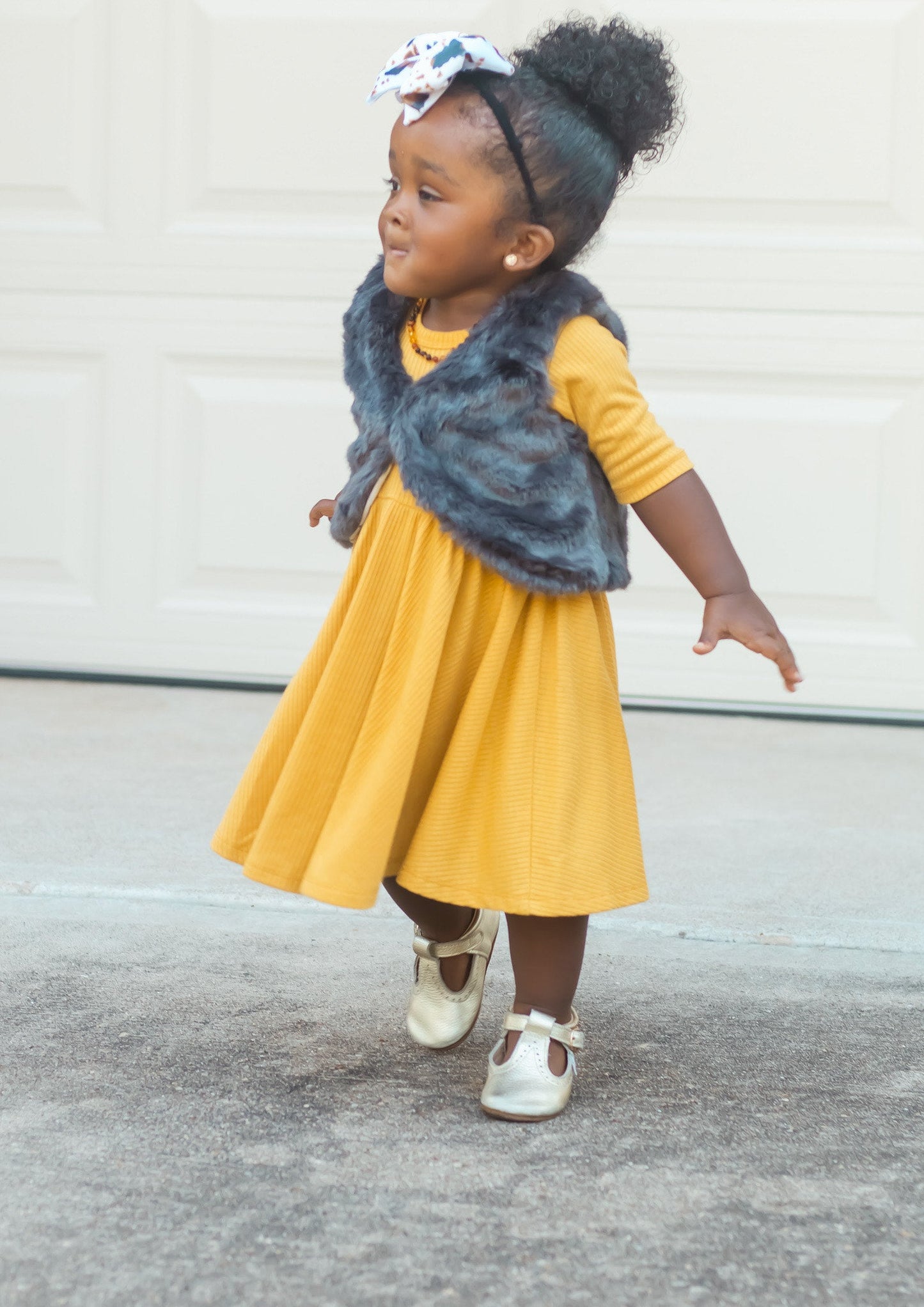 MID SLEEVE TWIRL DRESS - Honey Mustard Ribbed - Mack & Harvie