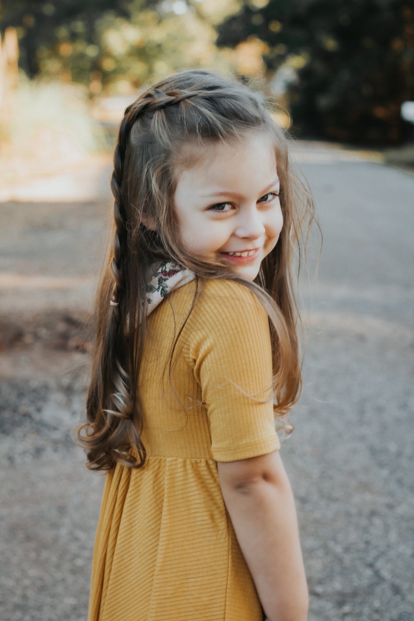 MID SLEEVE TWIRL DRESS - Honey Mustard Ribbed - Mack & Harvie