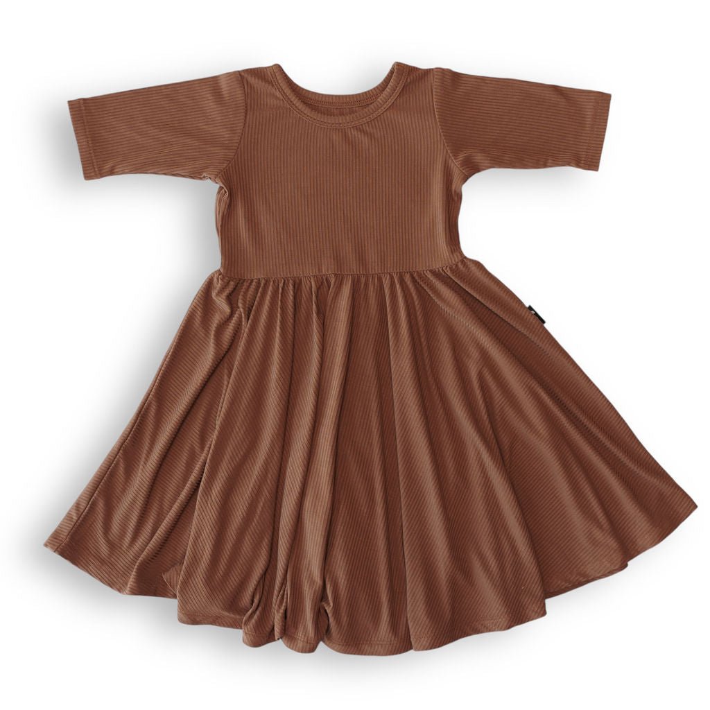 MID SLEEVE TWIRL DRESS - Sienna Ribbed - Mack & Harvie