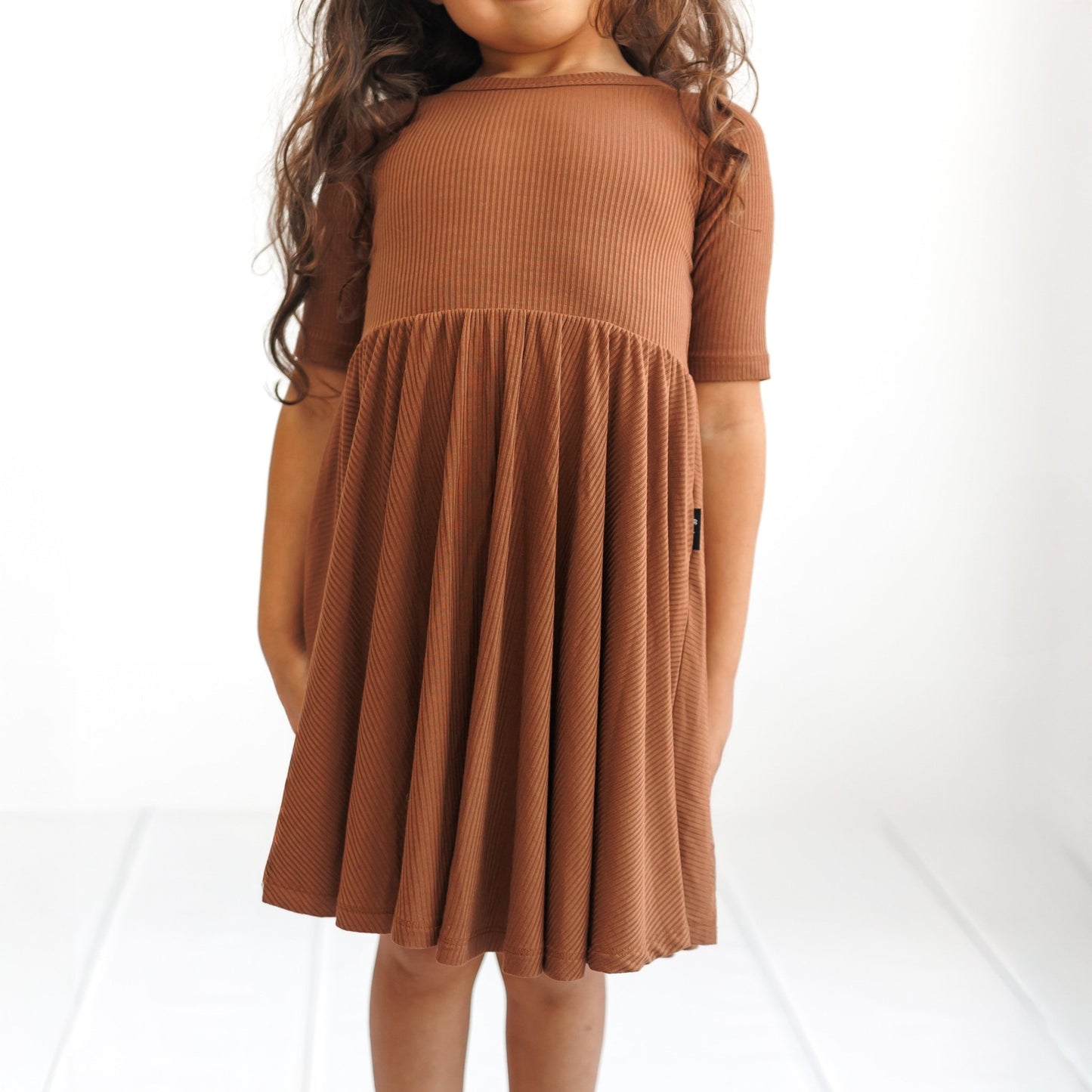 MID SLEEVE TWIRL DRESS - Sienna Ribbed - Mack & Harvie