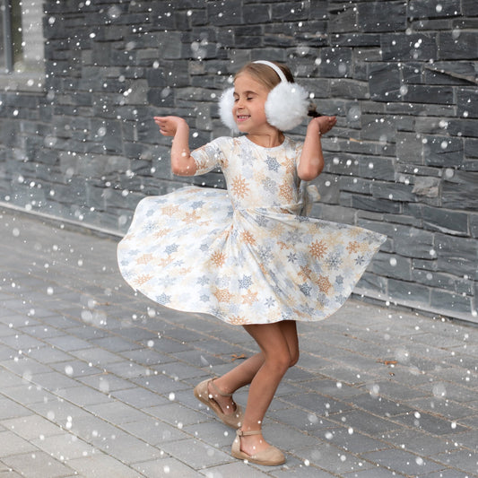 MID SLEEVE TWIRL - Snowflakes - Mack & Harvie