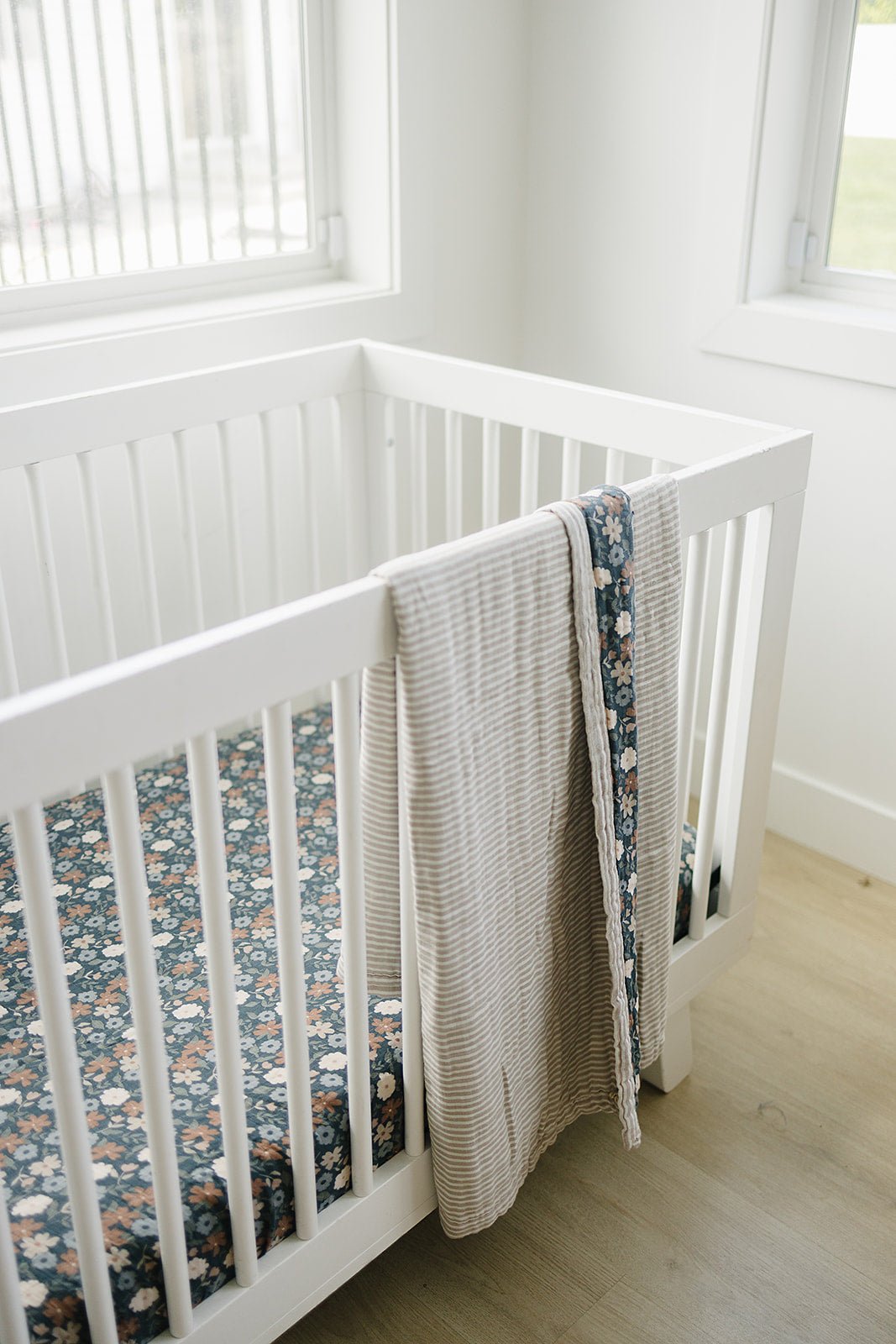 Midnight Floral Muslin Crib Sheet - Mack & Harvie