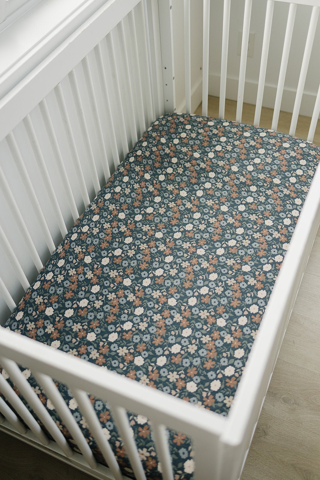 Midnight Floral Muslin Crib Sheet - Mack & Harvie