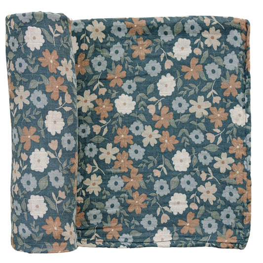 Midnight Floral Muslin Swaddle Blanket - Mack & Harvie