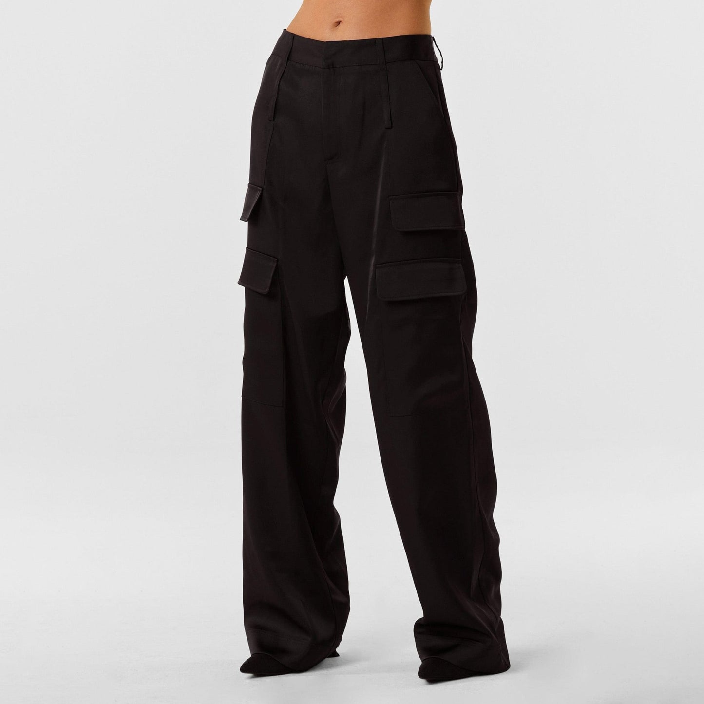 Milan Satin Cargo Pant - Black - Mack & Harvie