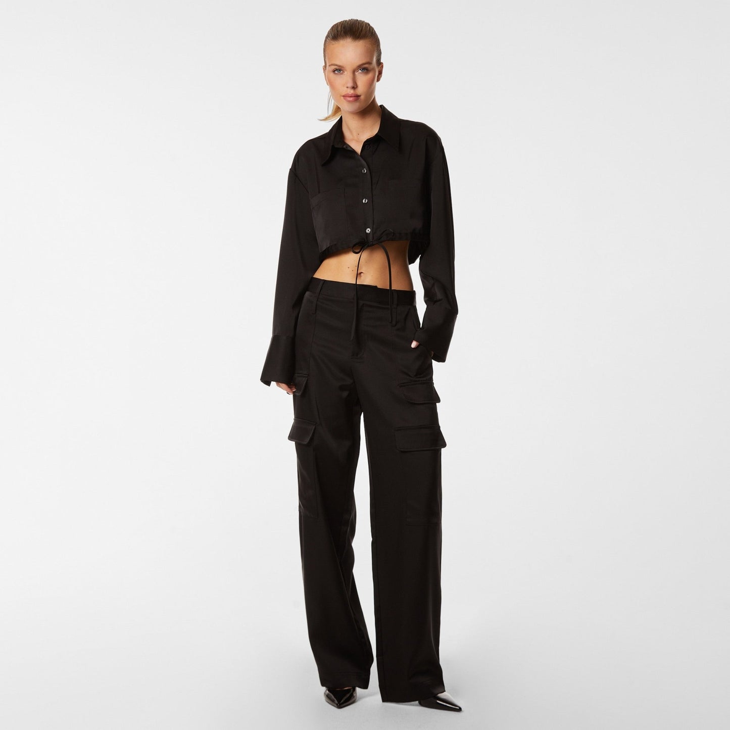 Milan Satin Cargo Pant - Black - Mack & Harvie