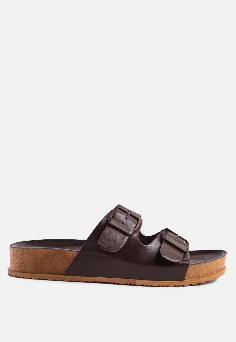 Minata Platform Buckled Slide Sandals - Mack & Harvie