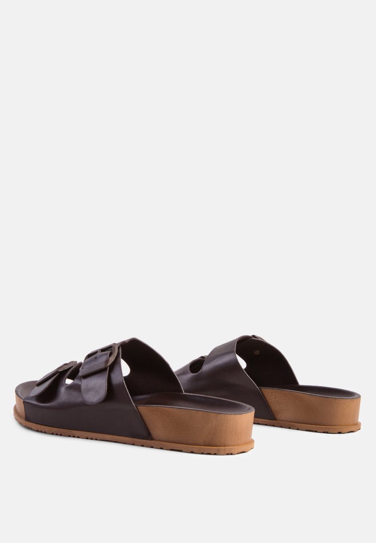 Minata Platform Buckled Slide Sandals - Mack & Harvie