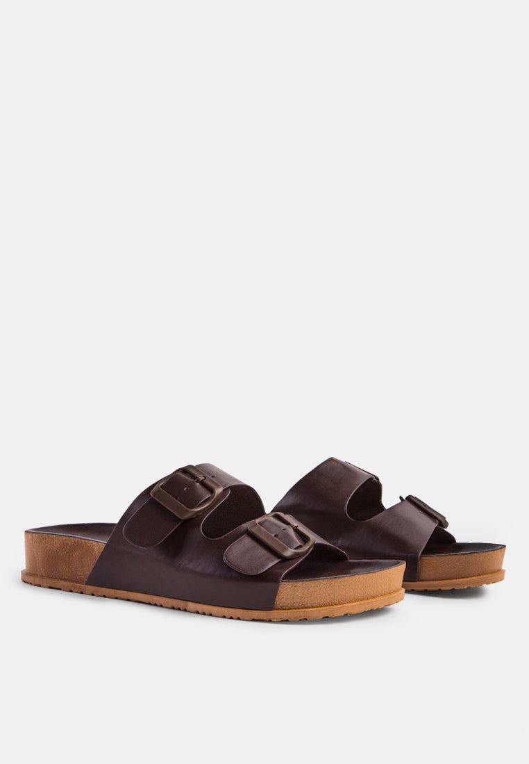 Minata Platform Buckled Slide Sandals - Mack & Harvie