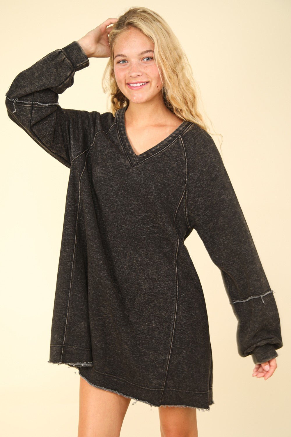 Mineral Washed Oversized A - Line Mini Dress - Mack & Harvie