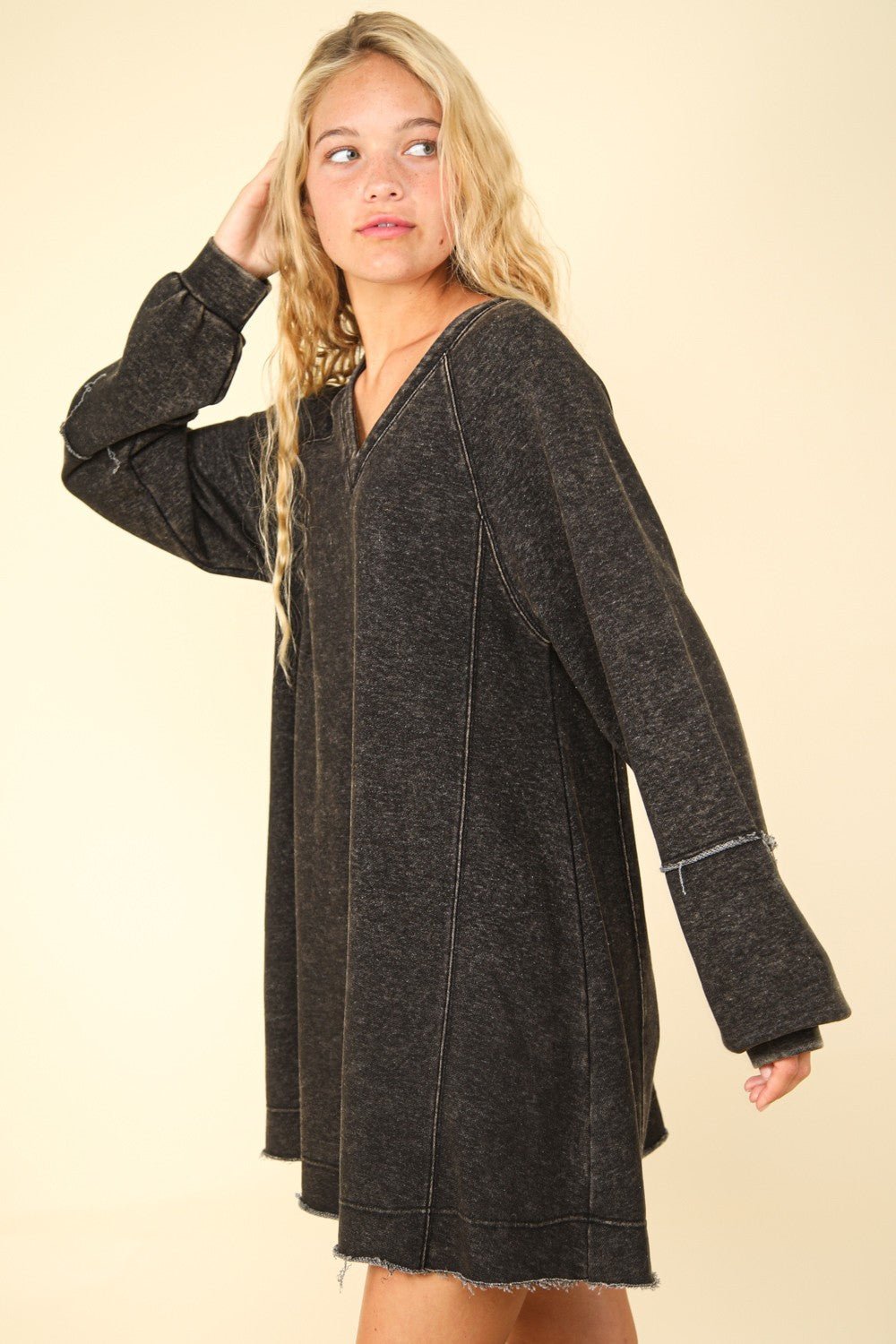 Mineral Washed Oversized A - Line Mini Dress - Mack & Harvie