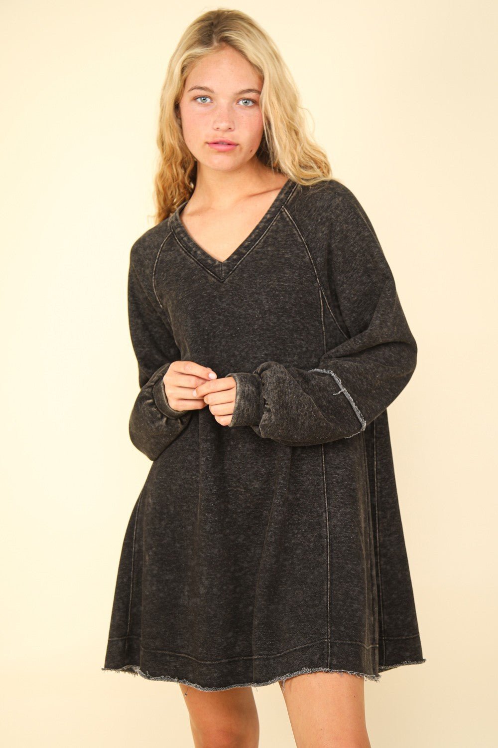 Mineral Washed Oversized A - Line Mini Dress - Mack & Harvie