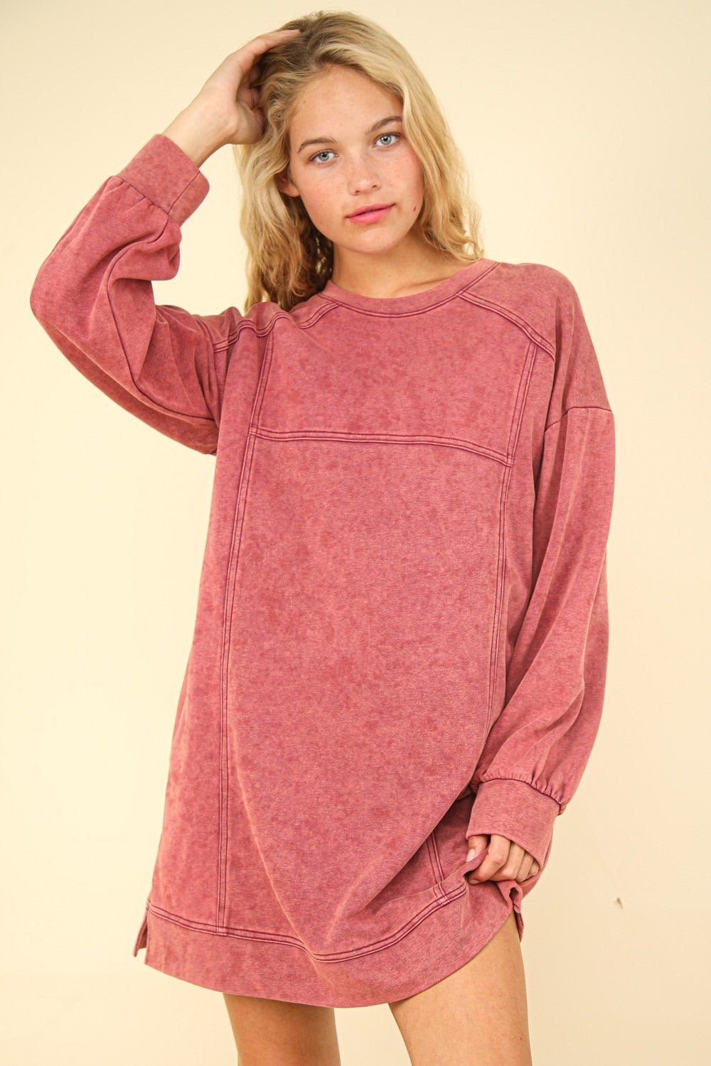 Mineral Washed Oversized Sweatshirt Mini Dress - Mack & Harvie