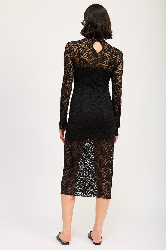 MOCK NECK MIDI LACE DRESS - Mack & Harvie