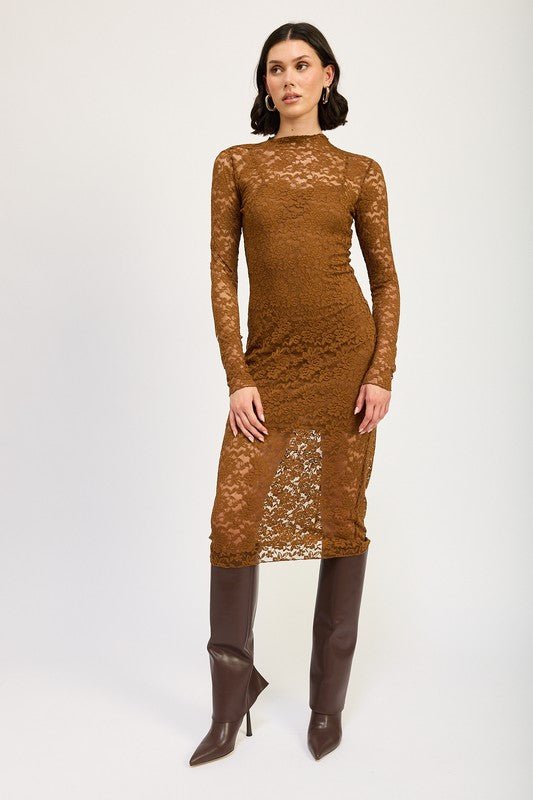 MOCK NECK MIDI LACE DRESS - Mack & Harvie