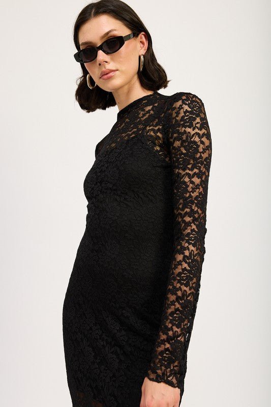 MOCK NECK MIDI LACE DRESS - Mack & Harvie