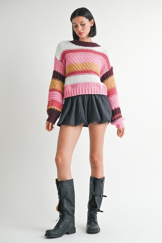 MOCK NECK STRIPED SWEATER - Mack & Harvie