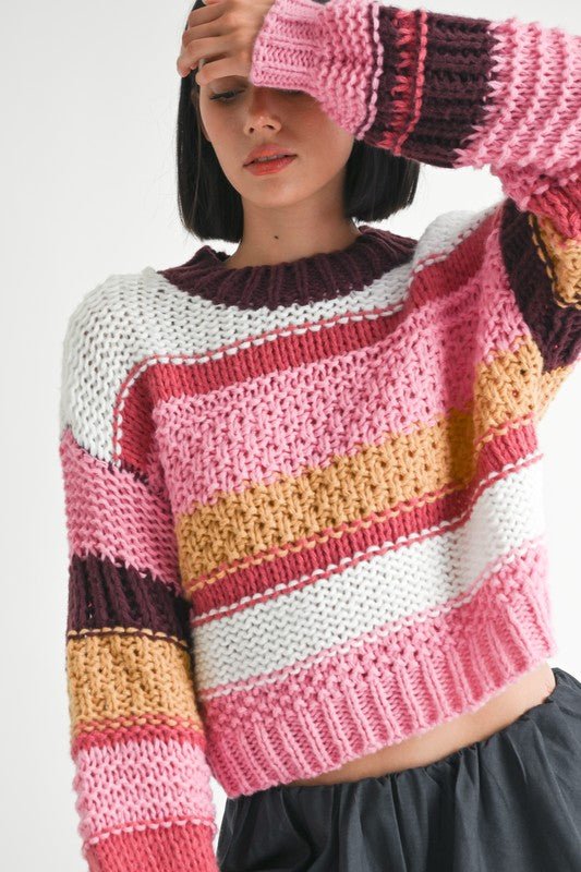 MOCK NECK STRIPED SWEATER - Mack & Harvie