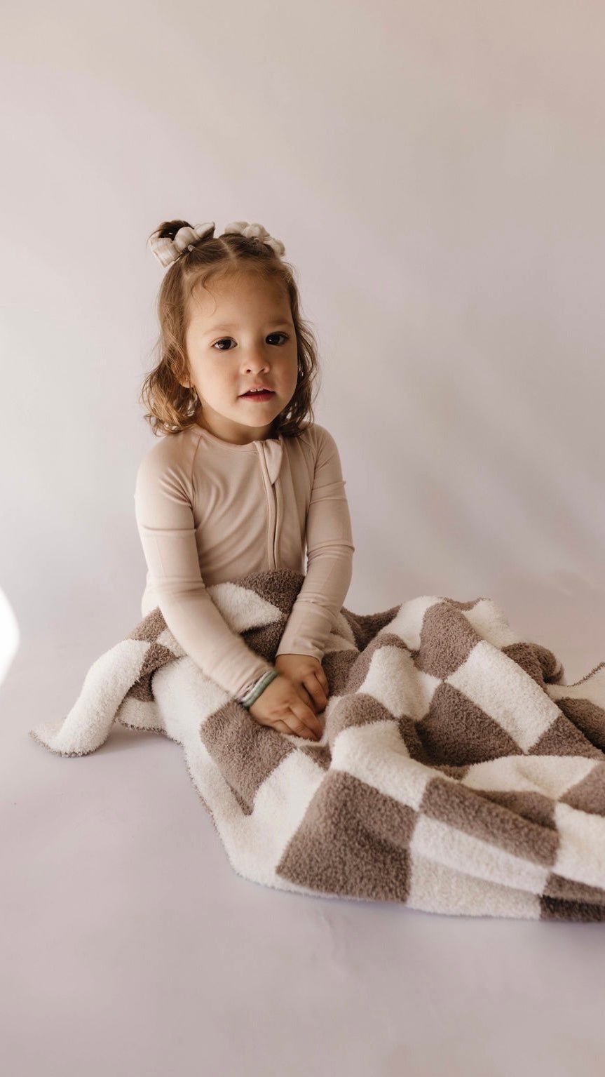 Mushroom Checkerboard | Plush Blanket - Mack & Harvie