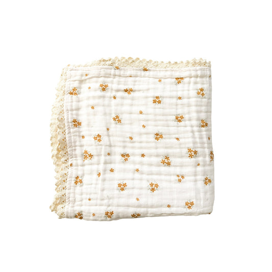 Muslin 6 - Layer Blanket - Mustard Bloom Lace - Mack & Harvie