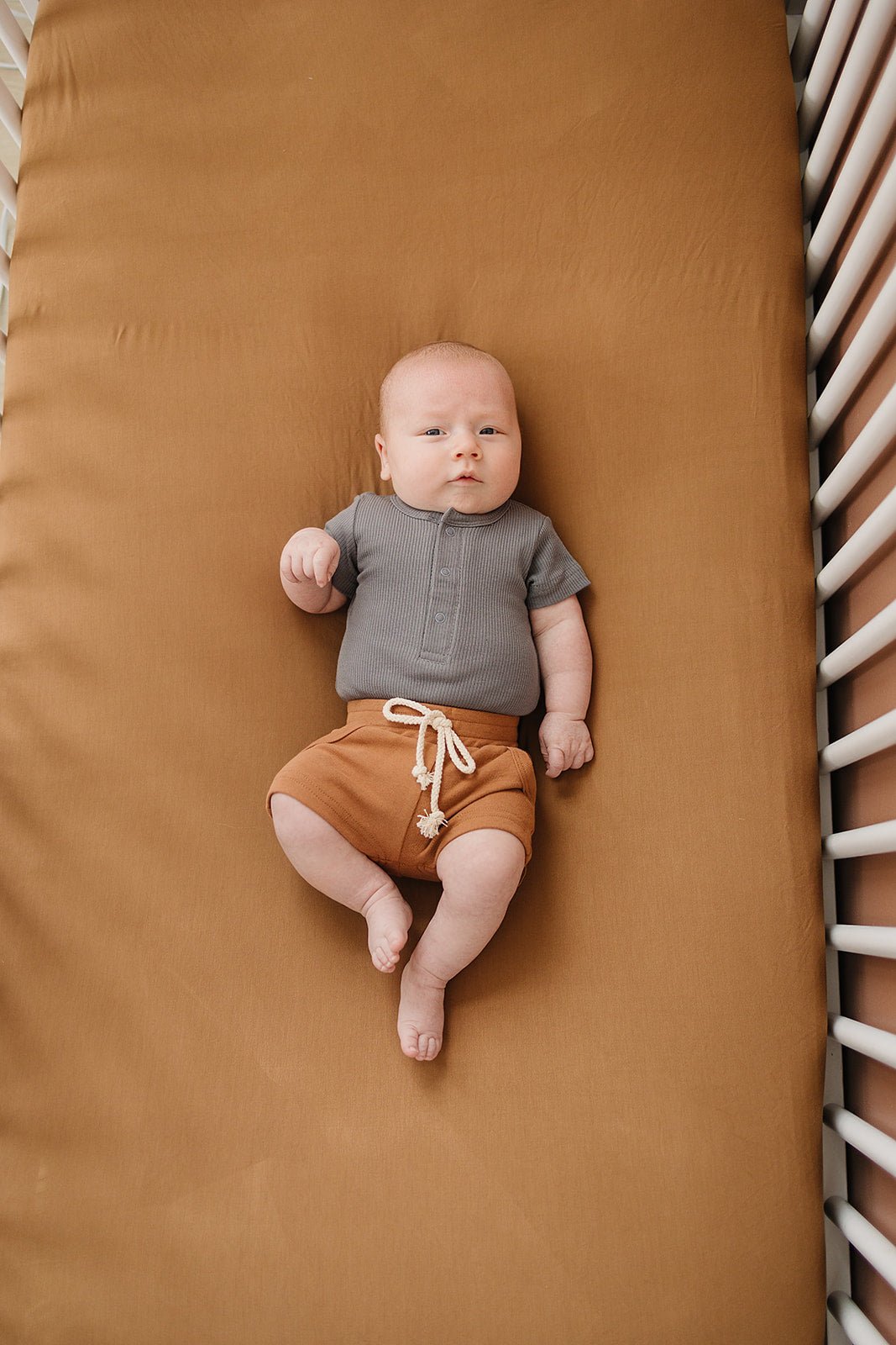 Mustard Bamboo Stretch Crib Sheet - Mack & Harvie