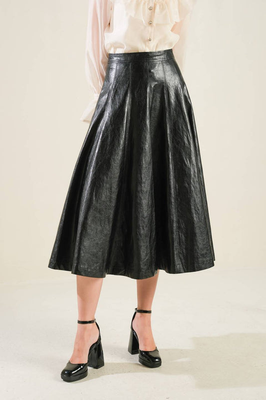 MY HEART TO YOU LEATHER MIDI SKIRT - Mack & Harvie