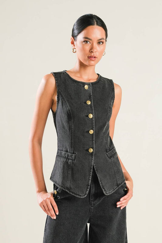 MYSTIC SANDS DENIM VEST - Mack & Harvie