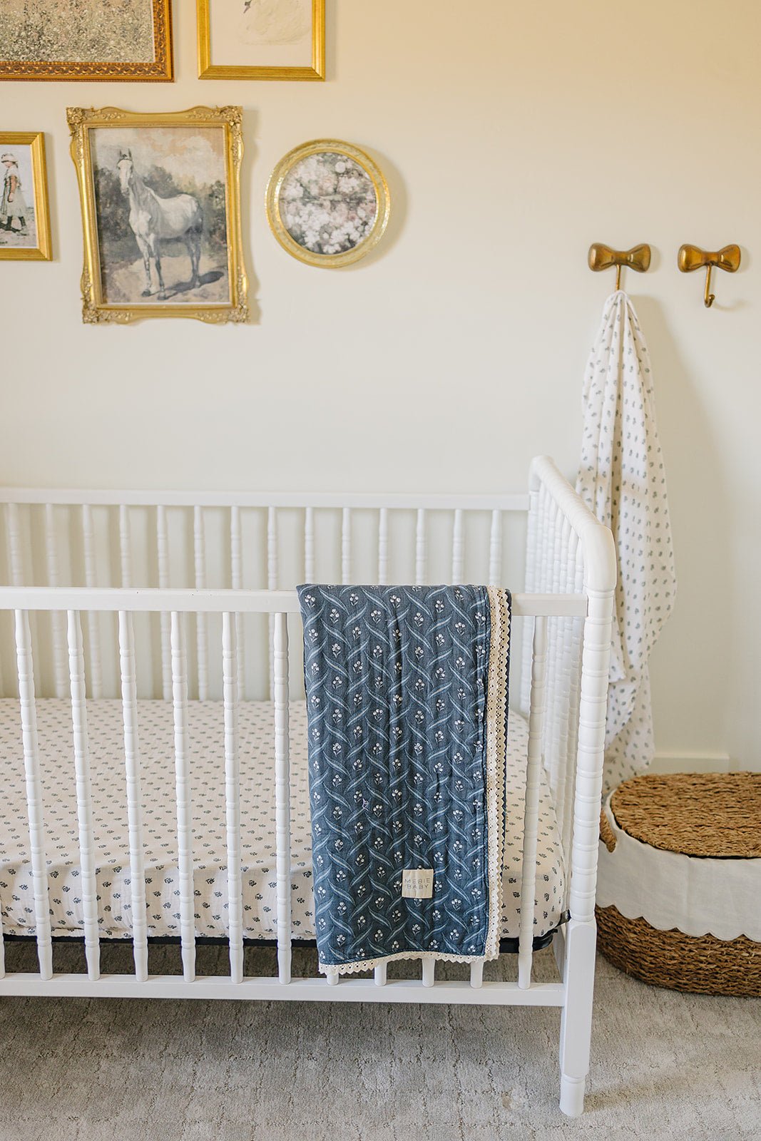 Navy Berry + Cream Berry Lace Muslin Quilt - Mack & Harvie