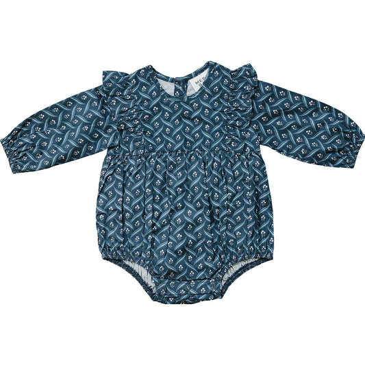 Navy Berry Long Sleeve Ruffle Bubble Romper - Mack & Harvie