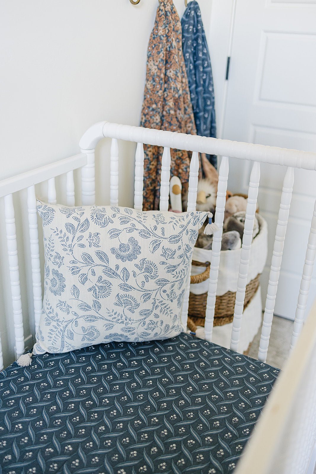 Navy Berry Muslin Crib Sheet - Mack & Harvie