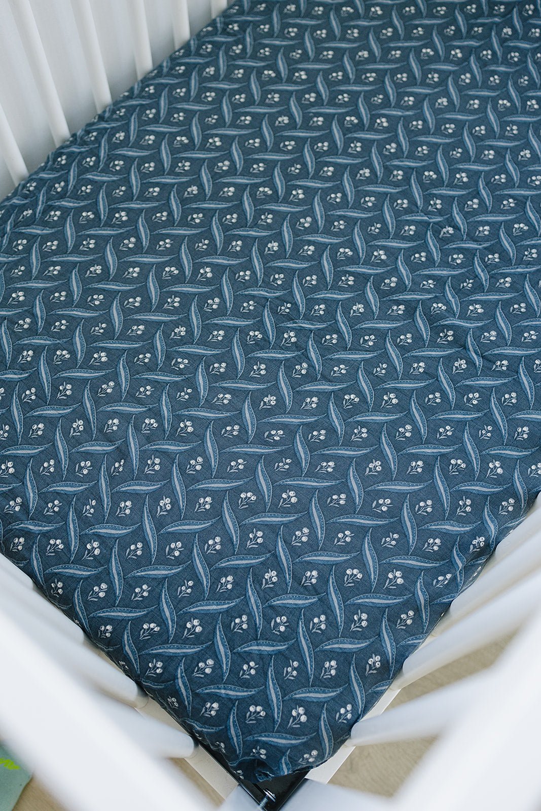 Navy Berry Muslin Crib Sheet - Mack & Harvie