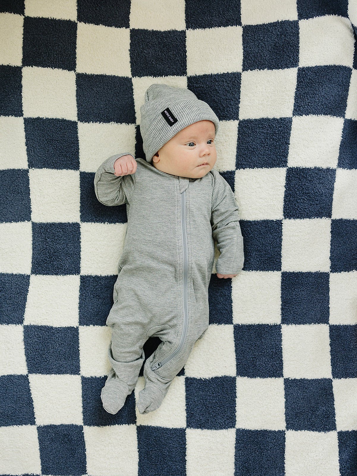 Navy Checkered Plush Blanket - Mack & Harvie