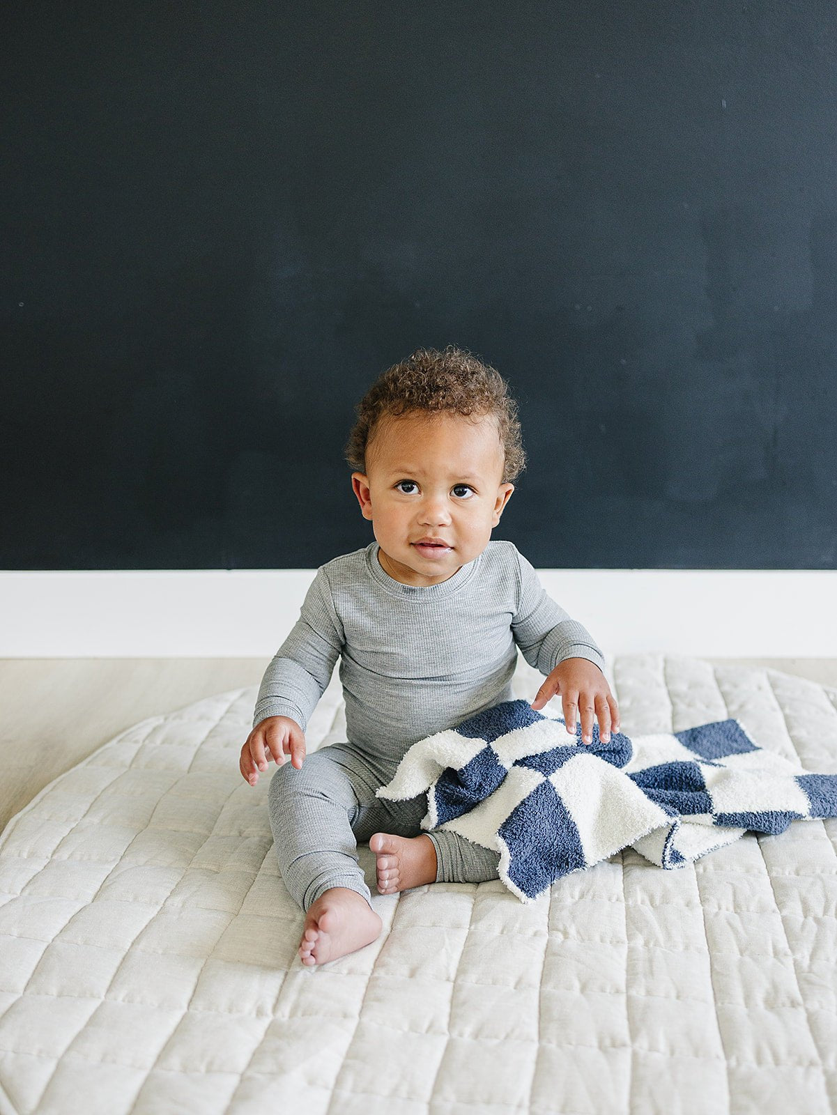 Navy Checkered Plush Blanket - Mack & Harvie