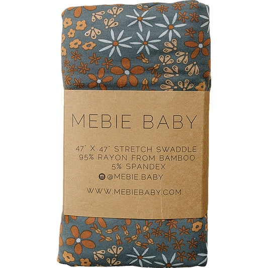 Navy Floral Bamboo Stretch Swaddle - Mack & Harvie