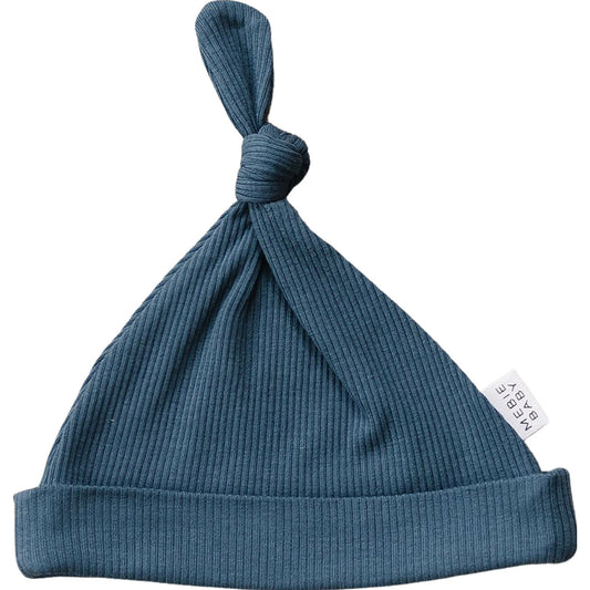 Navy Organic Ribbed Newborn Knot Hat - Mack & Harvie