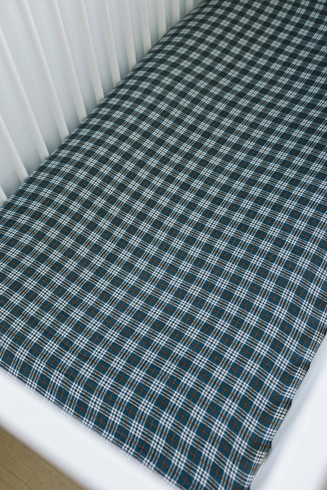 Navy Plaid Muslin Crib Sheet - Mack & Harvie