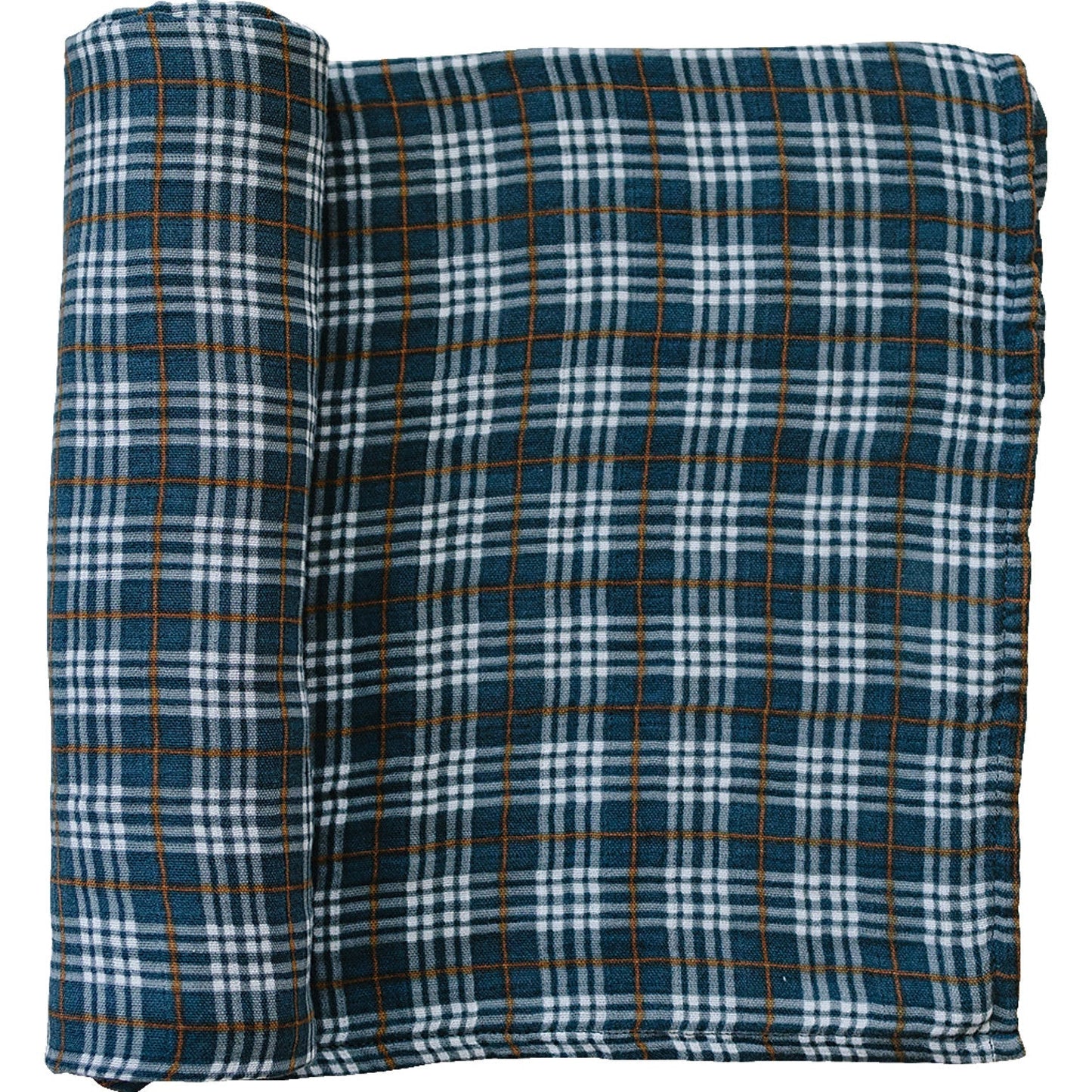 Navy Plaid Muslin Swaddle Blanket - Mack & Harvie