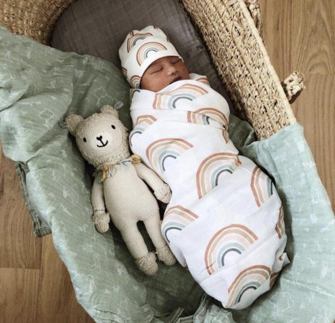 Neutral Rainbow Swaddle Blanket - Mack & Harvie