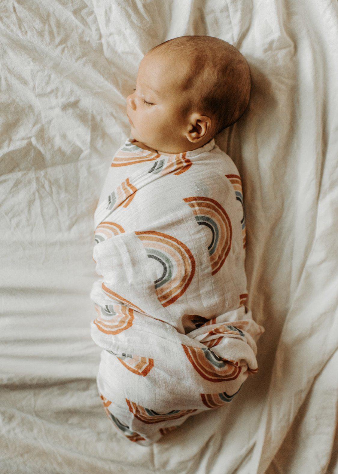 Neutral Rainbow Swaddle Blanket - Mack & Harvie