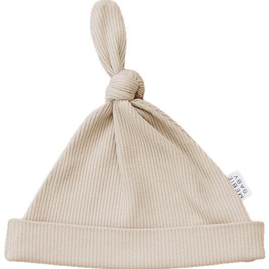 Oatmeal Organic Ribbed Newborn Knot Hat - Mack & Harvie