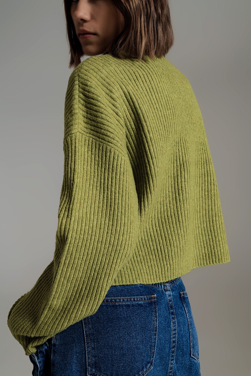 Olive Green Soft Ribbed Turtleneck Jumper - Mack & Harvie