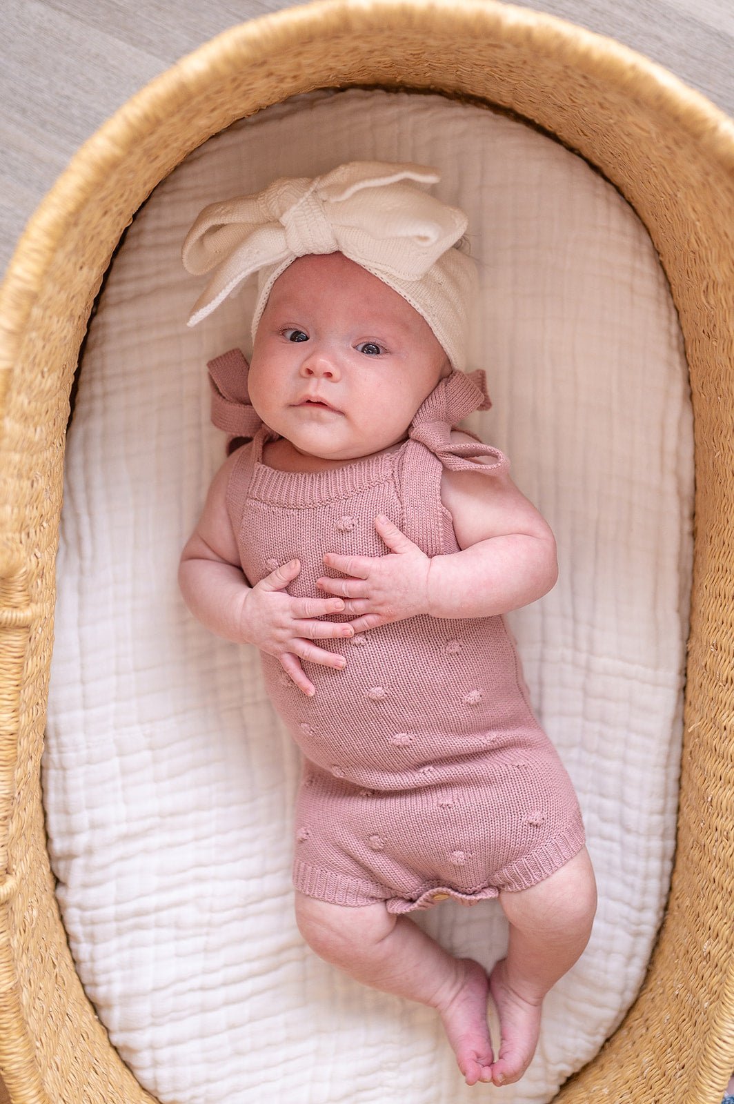 Organic Knit Romper - Mauve Pom - Mack & Harvie