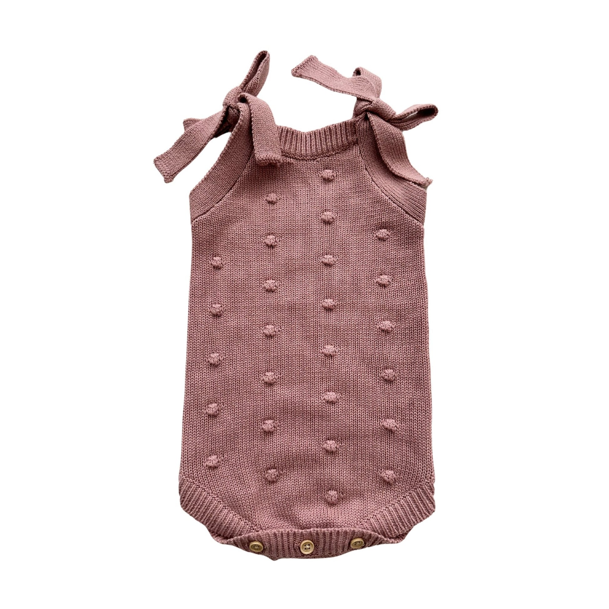 Organic Knit Romper - Mauve Pom - Mack & Harvie