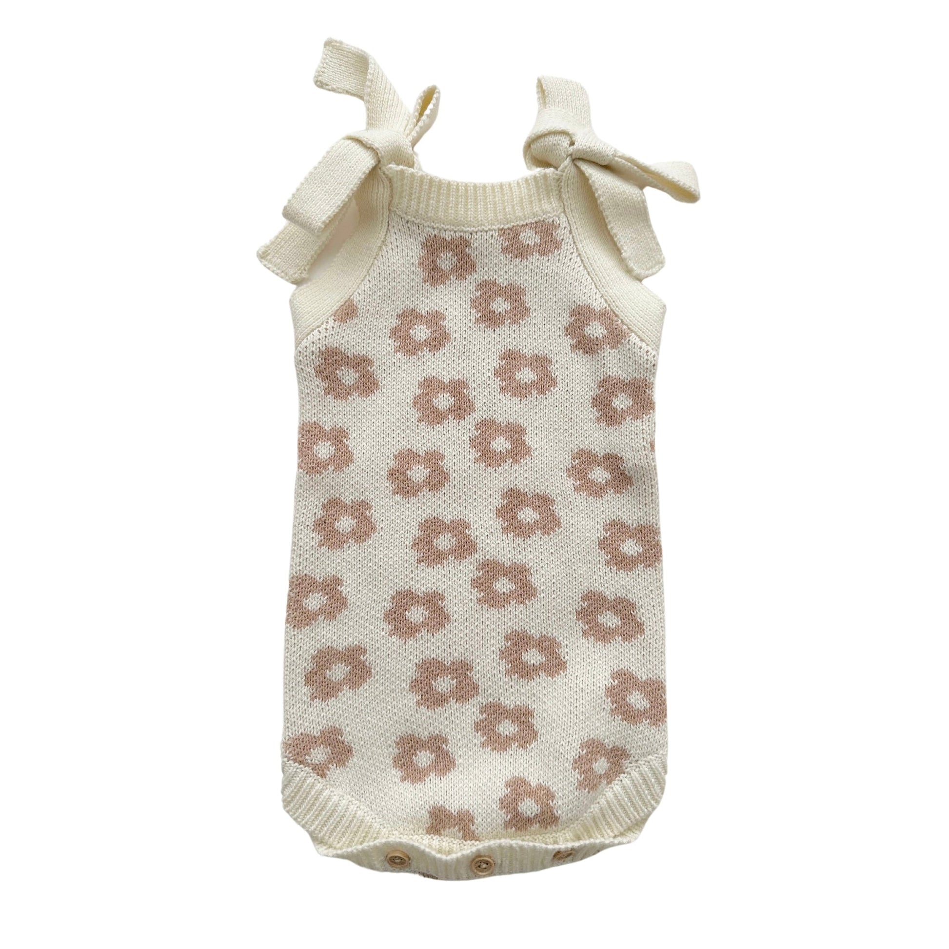 Organic Knit Romper - Mocha Daisy - Mack & Harvie