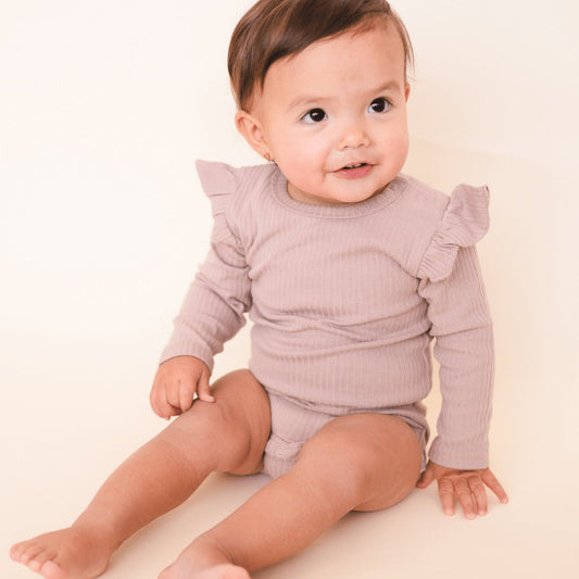 Organic Ribbed Cotton Frill Bodysuit - Mack & Harvie