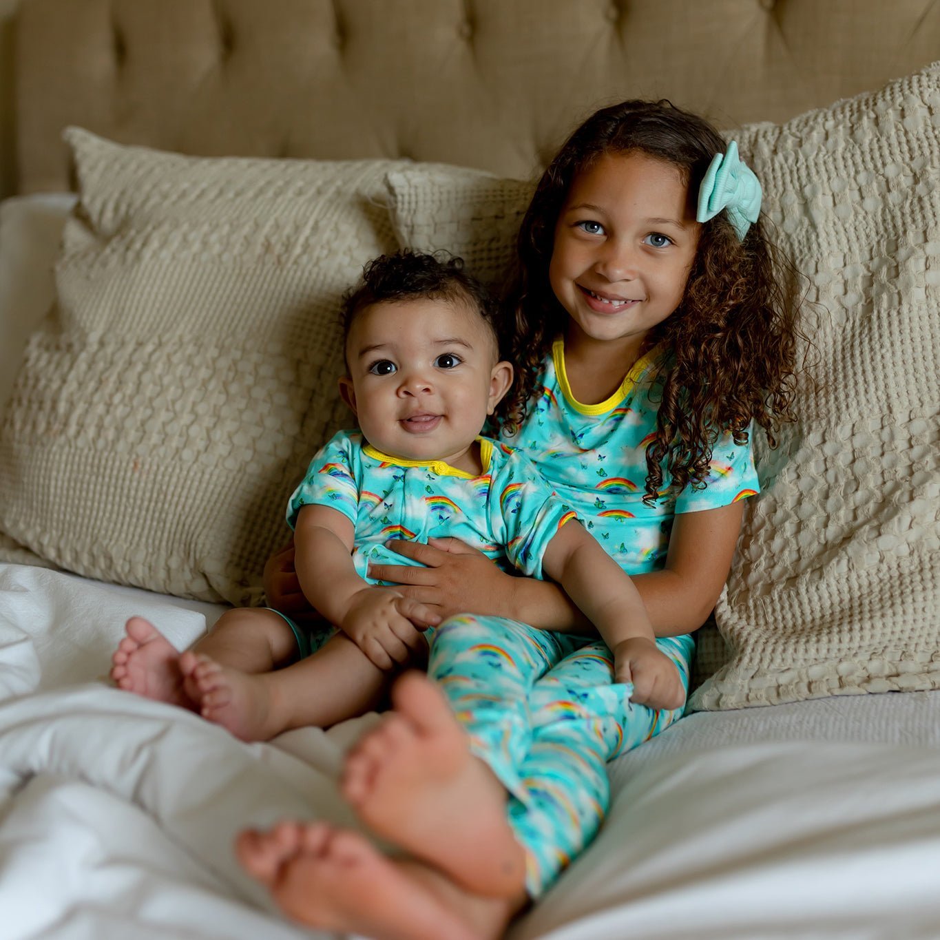 Over the Rainbow & Butterflies Short Sleeve Pajama Set (18M - 12Y) - Mack & Harvie