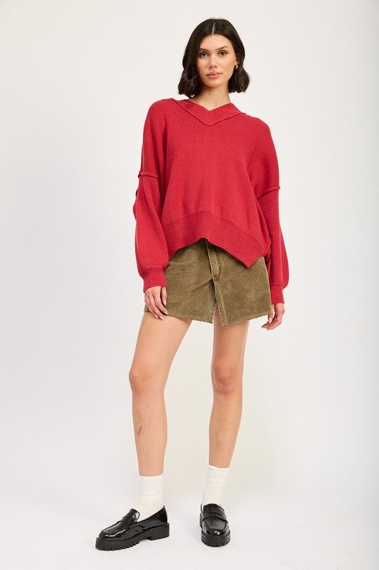 OVERSIZED V NECK SWEATER - Mack & Harvie