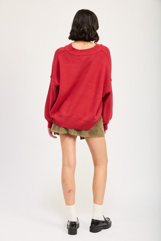 OVERSIZED V NECK SWEATER - Mack & Harvie