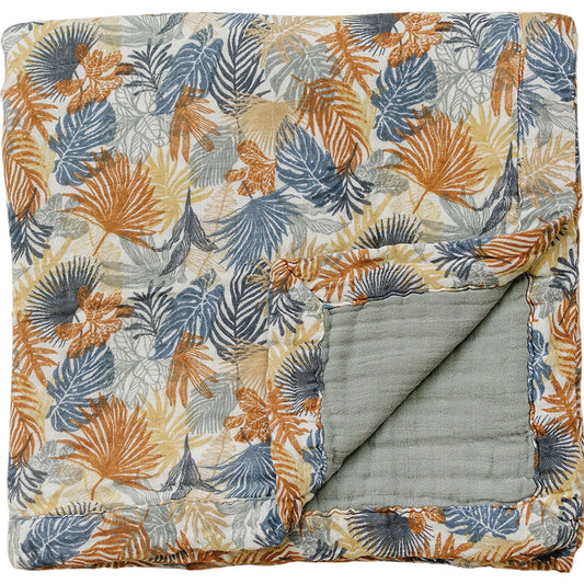 Paradise Palms+ Dusty Blue Muslin Quilt - Mack & Harvie