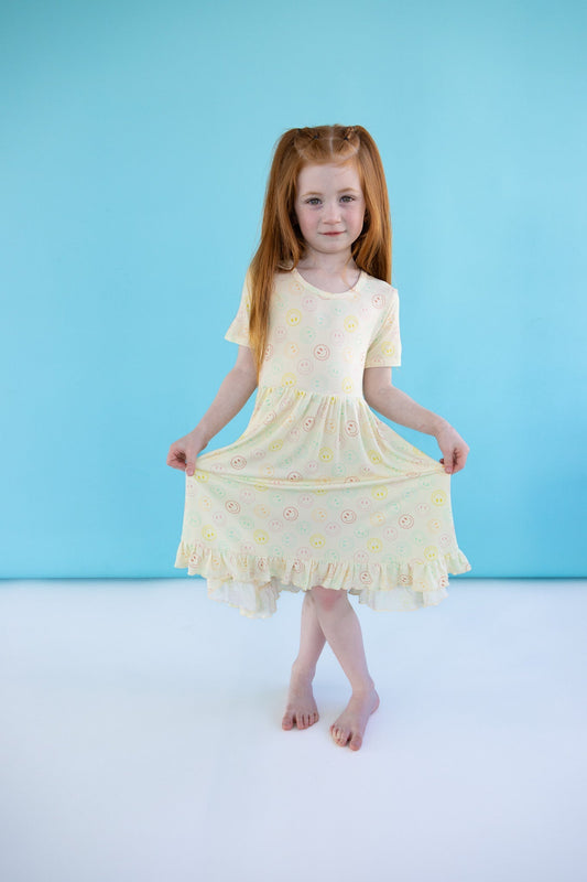 PASTEL SMILES DREAM RUFFLE DRESS - Mack & Harvie